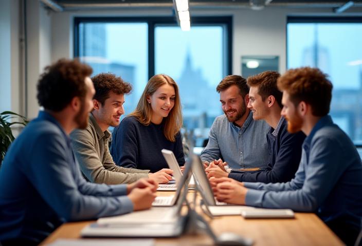 Iceberg Insights London team collaborating on AI predictive analytics solutions